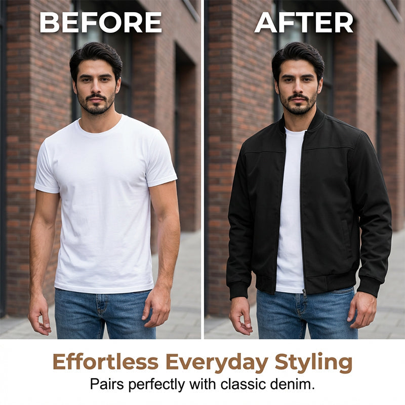 🧥 Rugged Western Style | Men's Suede-Look Relaxed-Fit Zip-Up Bomber Jacket