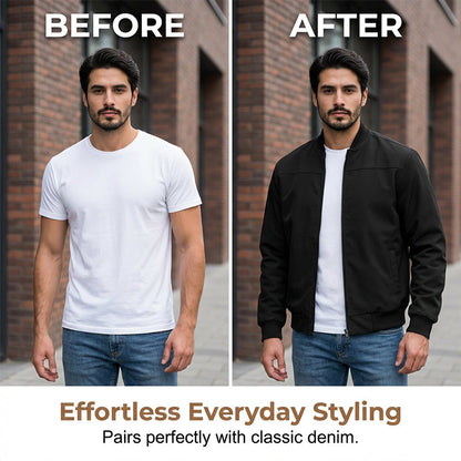 🧥 Rugged Western Style | Men's Suede-Look Relaxed-Fit Zip-Up Bomber Jacket