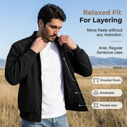🧥 Rugged Western Style | Men's Suede-Look Relaxed-Fit Zip-Up Bomber Jacket