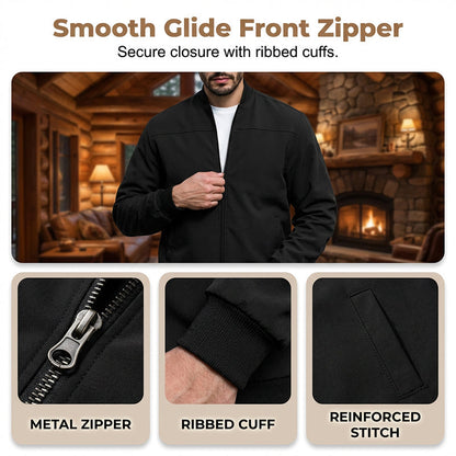 🧥 Rugged Western Style | Men's Suede-Look Relaxed-Fit Zip-Up Bomber Jacket