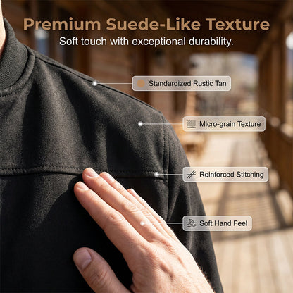 🧥 Rugged Western Style | Men's Suede-Look Relaxed-Fit Zip-Up Bomber Jacket