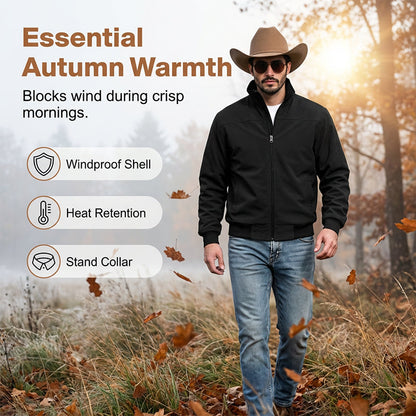 🧥 Rugged Western Style | Men's Suede-Look Relaxed-Fit Zip-Up Bomber Jacket