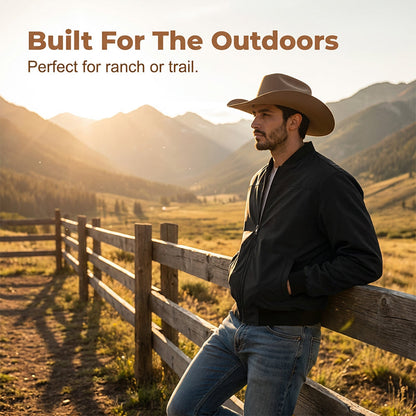 🧥 Rugged Western Style | Men's Suede-Look Relaxed-Fit Zip-Up Bomber Jacket