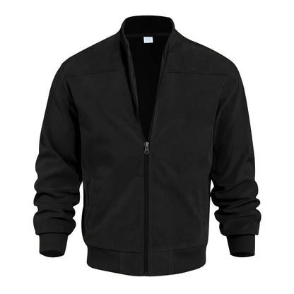 🧥 Rugged Western Style | Men's Suede-Look Relaxed-Fit Zip-Up Bomber Jacket