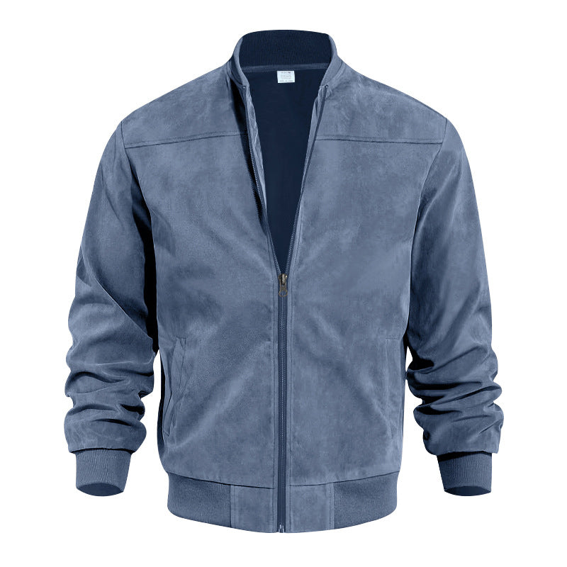 🧥 Rugged Western Style | Men's Suede-Look Relaxed-Fit Zip-Up Bomber Jacket
