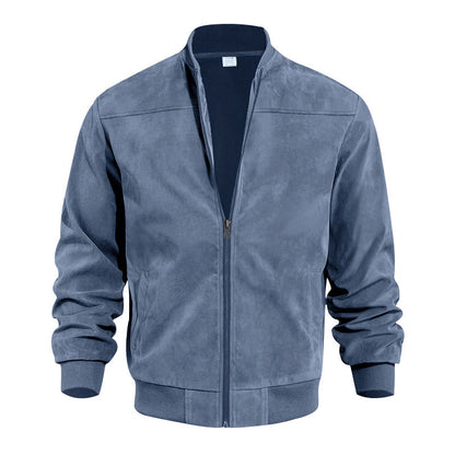 🧥 Rugged Western Style | Men's Suede-Look Relaxed-Fit Zip-Up Bomber Jacket