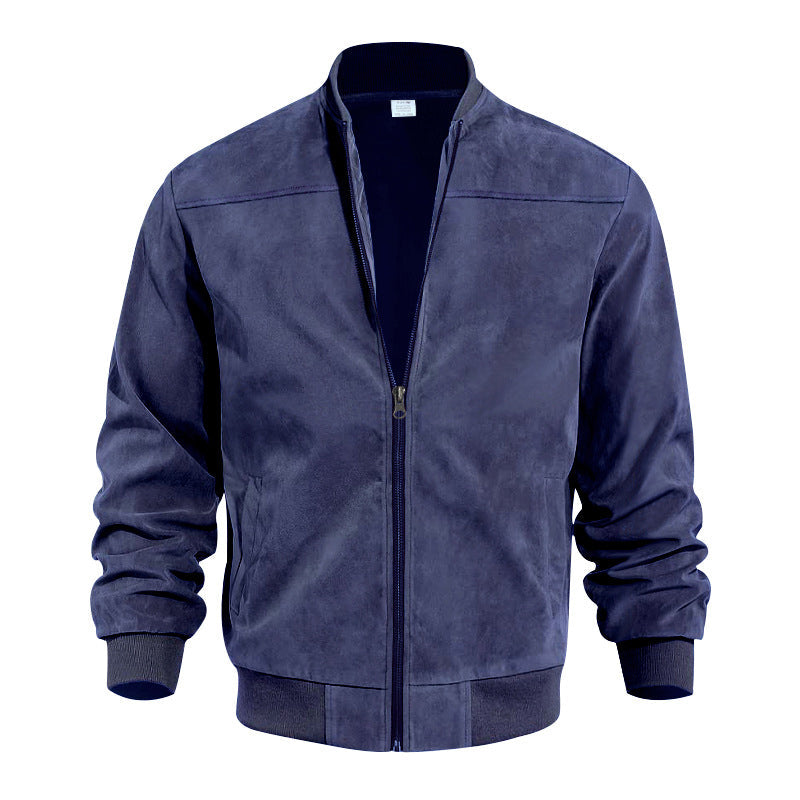 🧥 Rugged Western Style | Men's Suede-Look Relaxed-Fit Zip-Up Bomber Jacket
