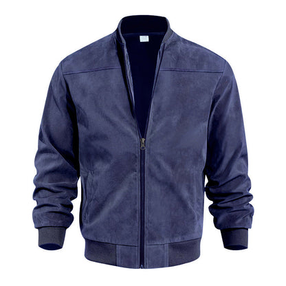 🧥 Rugged Western Style | Men's Suede-Look Relaxed-Fit Zip-Up Bomber Jacket