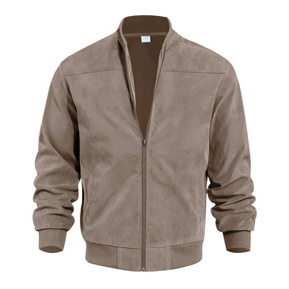 🧥 Rugged Western Style | Men's Suede-Look Relaxed-Fit Zip-Up Bomber Jacket