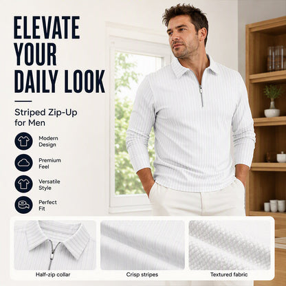 ⌛Limited-Time Offer-Men's Casual Quarter-Zip Striped Shirt