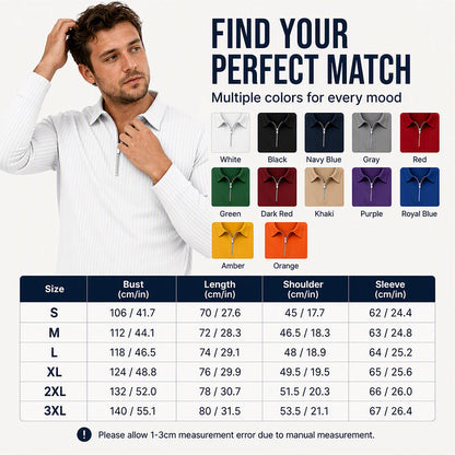 ⌛Limited-Time Offer-Men's Casual Quarter-Zip Striped Shirt
