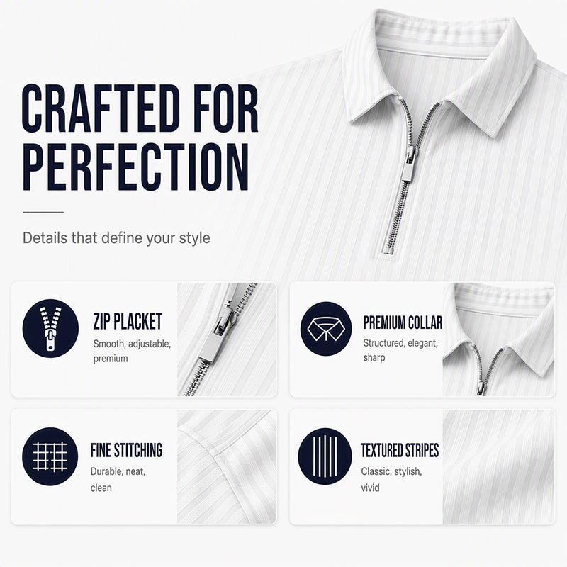 ⌛Limited-Time Offer-Men's Casual Quarter-Zip Striped Shirt
