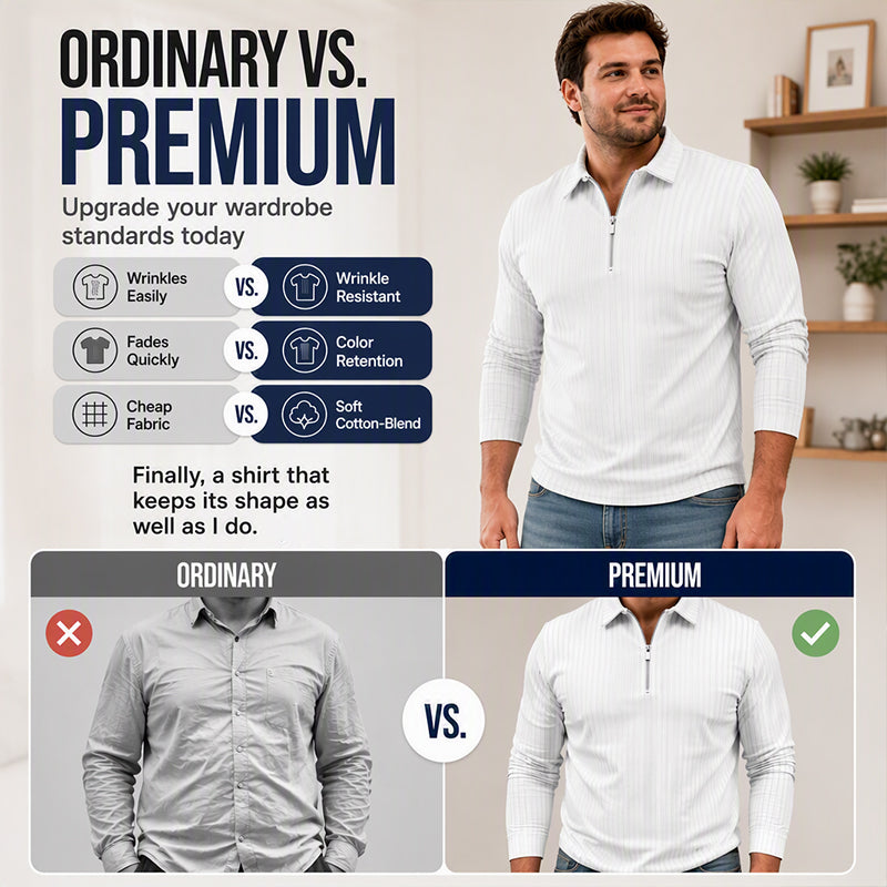 ⌛Limited-Time Offer-Men's Casual Quarter-Zip Striped Shirt