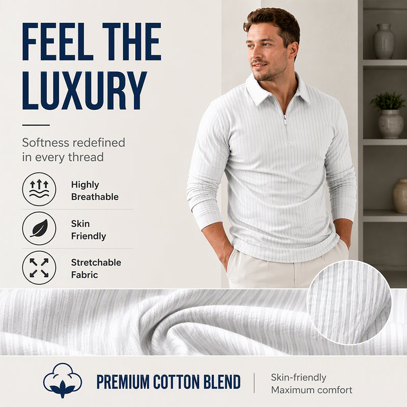 ⌛Limited-Time Offer-Men's Casual Quarter-Zip Striped Shirt