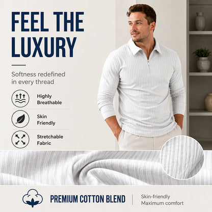 ⌛Limited-Time Offer-Men's Casual Quarter-Zip Striped Shirt