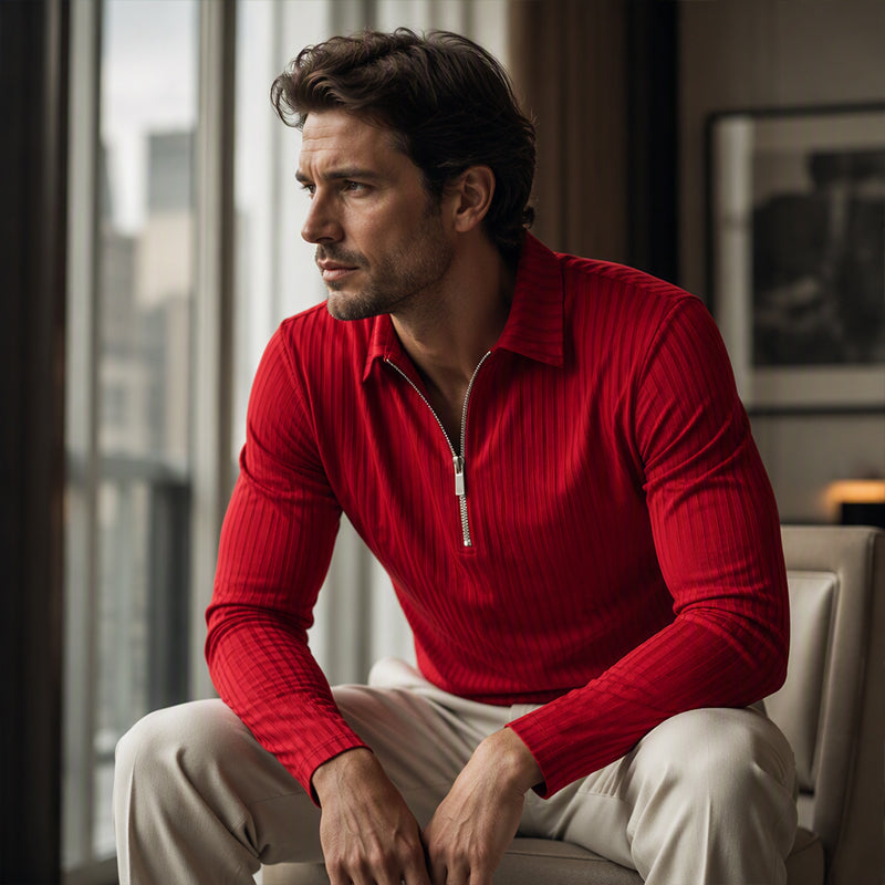 ⌛Limited-Time Offer-Men's Casual Quarter-Zip Striped Shirt