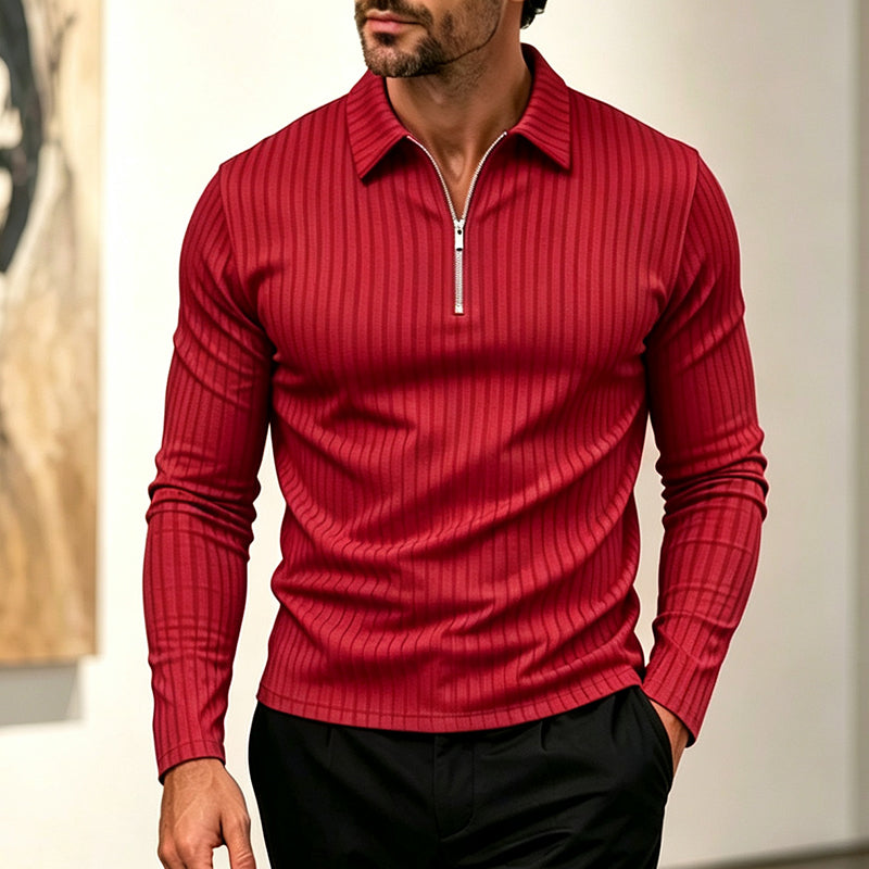 ⌛Limited-Time Offer-Men's Casual Quarter-Zip Striped Shirt