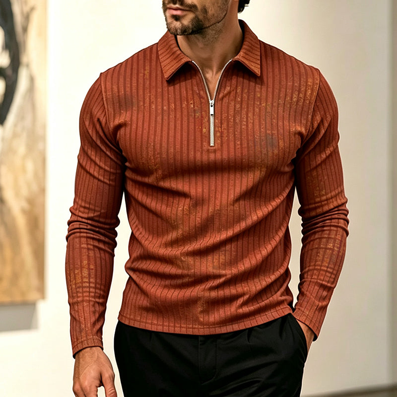 ⌛Limited-Time Offer-Men's Casual Quarter-Zip Striped Shirt