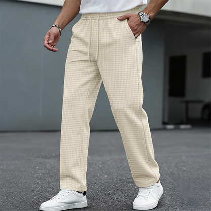 ✨ Easy Everyday Comfort | Men's Waffle-Knit Drawstring Straight-Leg Pants