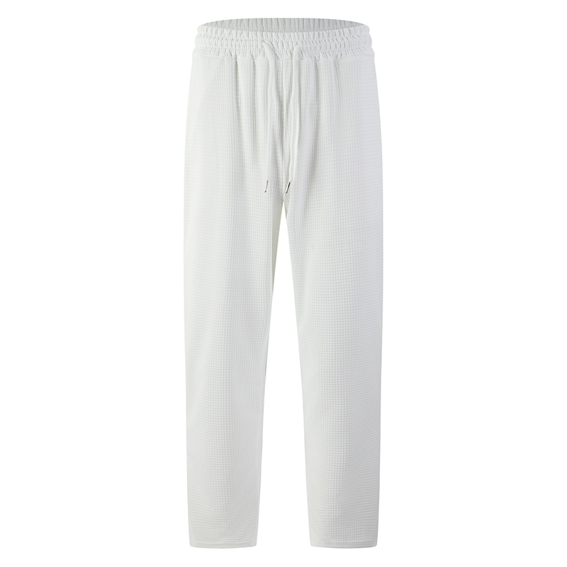 ✨ Easy Everyday Comfort | Men's Waffle-Knit Drawstring Straight-Leg Pants