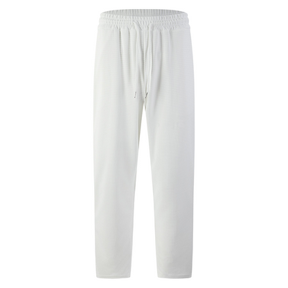 ✨ Easy Everyday Comfort | Men's Waffle-Knit Drawstring Straight-Leg Pants