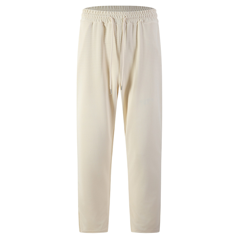 ✨ Easy Everyday Comfort | Men's Waffle-Knit Drawstring Straight-Leg Pants