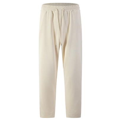 ✨ Easy Everyday Comfort | Men's Waffle-Knit Drawstring Straight-Leg Pants