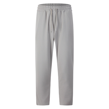 ✨ Easy Everyday Comfort | Men's Waffle-Knit Drawstring Straight-Leg Pants