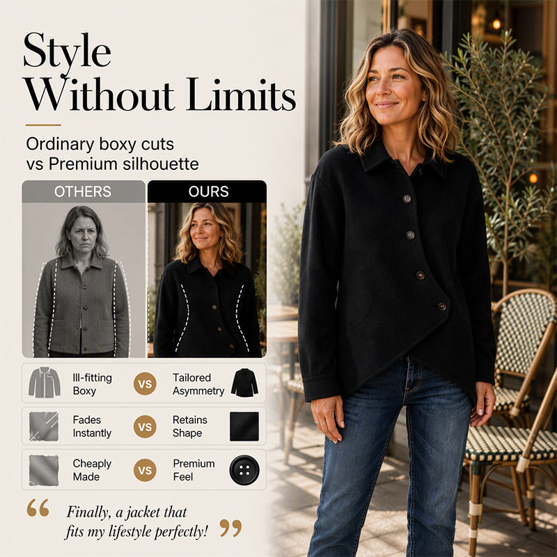 ✨ Standout Style | Women's Asymmetrical Diagonal Button-Down Jacket