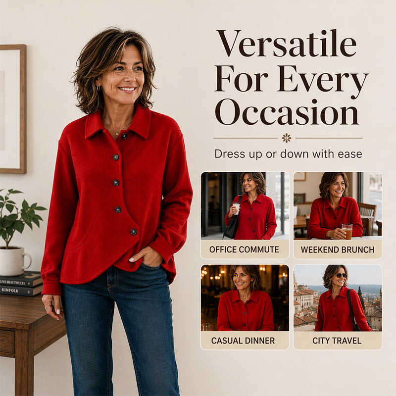 ✨ Standout Style | Women's Asymmetrical Diagonal Button-Down Jacket