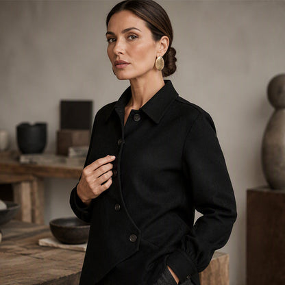 ✨ Standout Style | Women's Asymmetrical Diagonal Button-Down Jacket