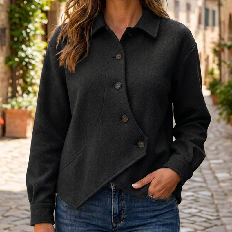 ✨ Standout Style | Women's Asymmetrical Diagonal Button-Down Jacket