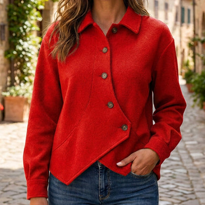 ✨ Standout Style | Women's Asymmetrical Diagonal Button-Down Jacket