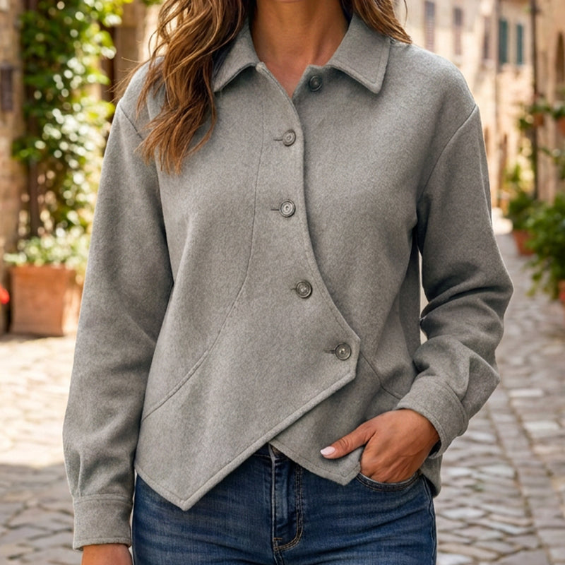 ✨ Standout Style | Women's Asymmetrical Diagonal Button-Down Jacket