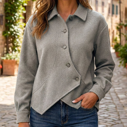 ✨ Standout Style | Women's Asymmetrical Diagonal Button-Down Jacket