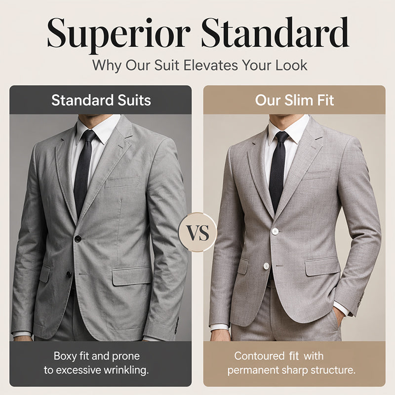 ✨ Refined Style | Men's Slim-Fit Blazer & Pants 2-Piece Suit