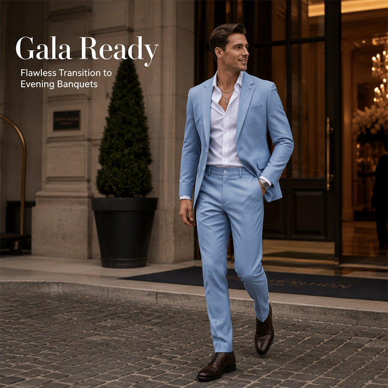 ✨ Refined Style | Men's Slim-Fit Blazer & Pants 2-Piece Suit