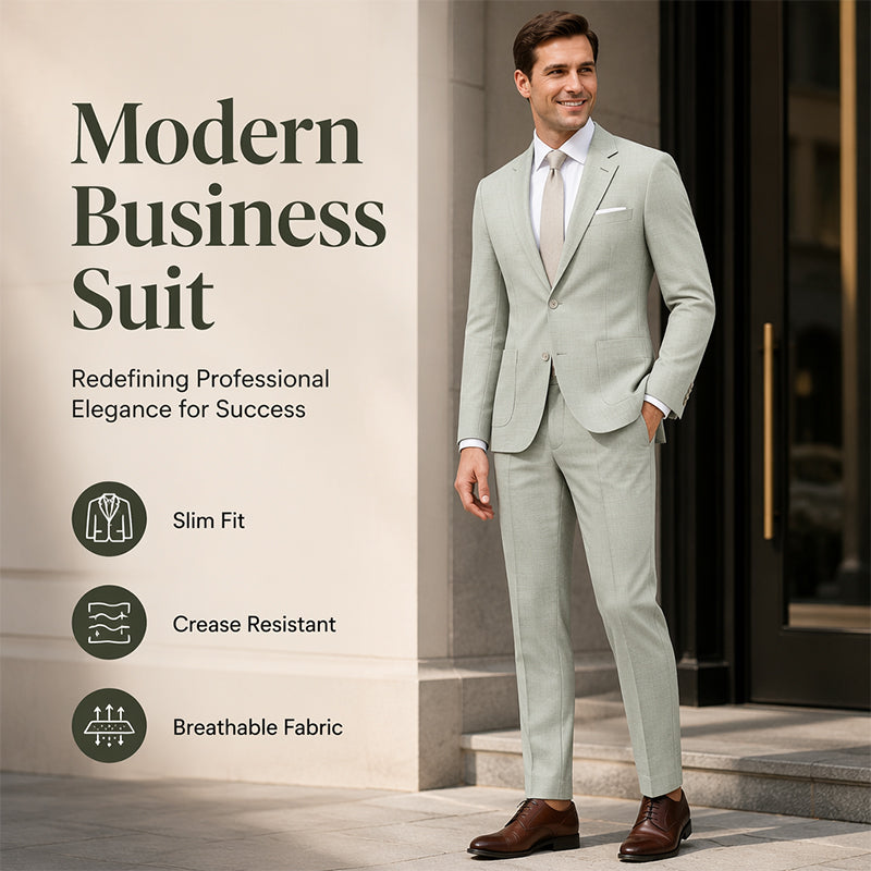 ✨ Refined Style | Men's Slim-Fit Blazer & Pants 2-Piece Suit