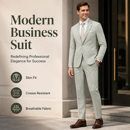 ✨ Refined Style | Men's Slim-Fit Blazer & Pants 2-Piece Suit
