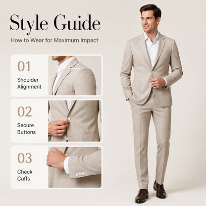 ✨ Refined Style | Men's Slim-Fit Blazer & Pants 2-Piece Suit