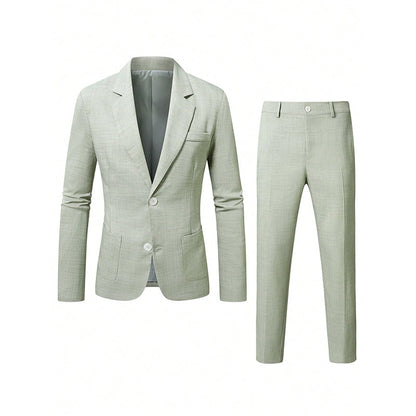 ✨ Refined Style | Men's Slim-Fit Blazer & Pants 2-Piece Suit