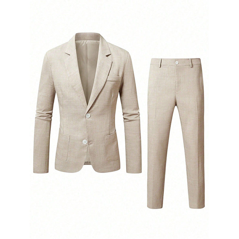 ✨ Refined Style | Men's Slim-Fit Blazer & Pants 2-Piece Suit