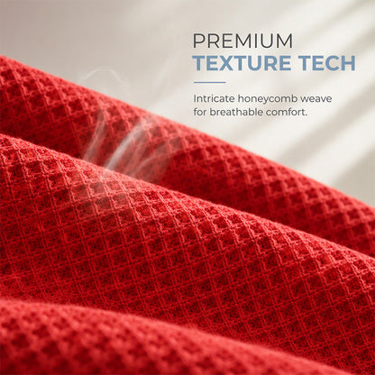 ✨ Textured Comfort | Women's Waffle-Knit V-Neck Relaxed-Fit Top