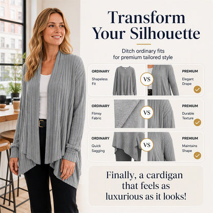 ⏳LAST DAY SALE ONLY ￡16.99!!🧶Women's Casual Draped Open Front Cardigan – Cosy, Flattering & Effortlessly Chic