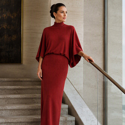 ✨ One Set, More Ways to Wear | Women's Batwing Top & Maxi Skirt 2-Piece Set