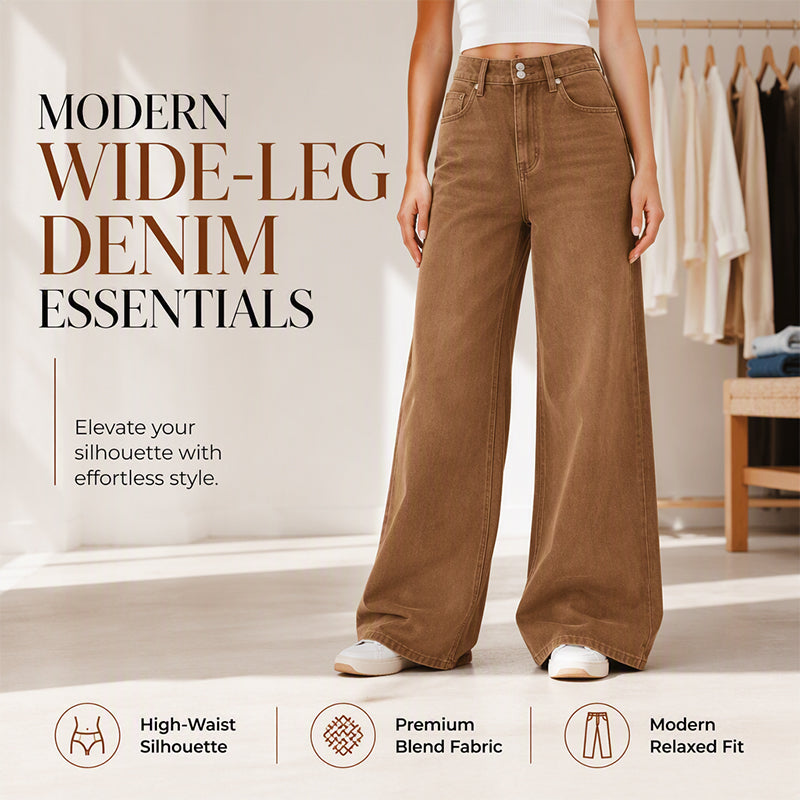 Women's High-Waisted Wide-Leg Casual Jeans