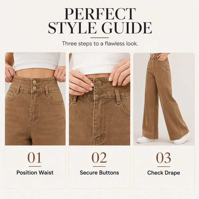 Women's High-Waisted Wide-Leg Casual Jeans