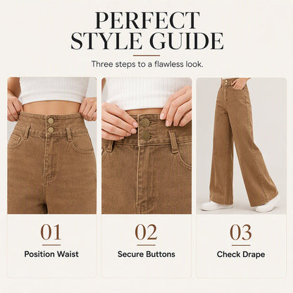 Women's High-Waisted Wide-Leg Casual Jeans