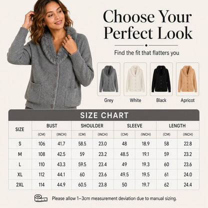 ☁️ Cozy Elegance | Women's Furry-Collar Knit Cardigan
