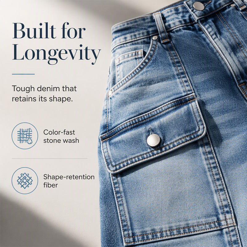 ✨ Flattering Denim | Women's High-Waisted Flap-Pocket Straight-Leg Jeans